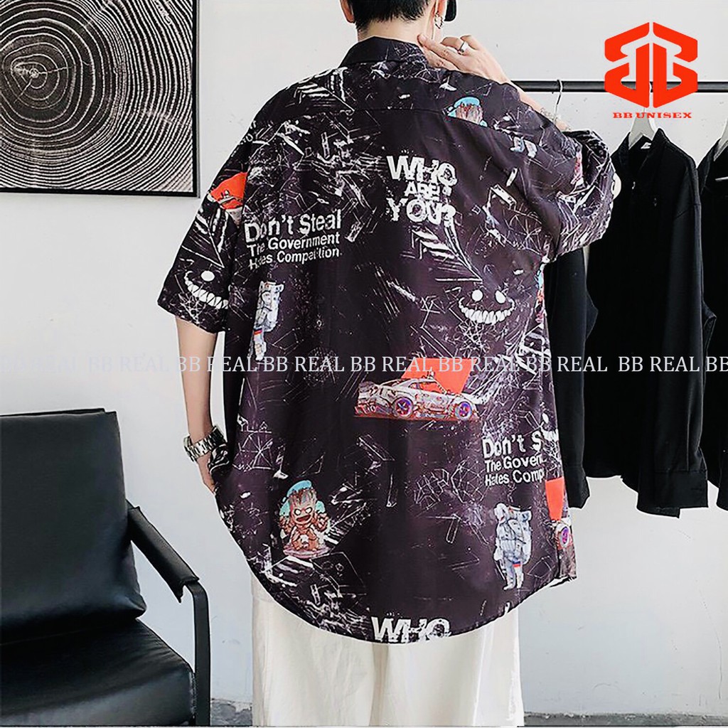 ÁO SƠ MI Tay Ngắn Họa Tiết MV Tay Lỡ FORM UNISEX - BB REAL