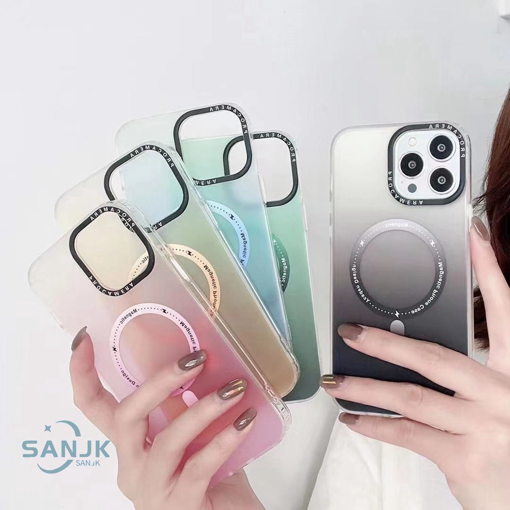 Ốp Điện Thoại Màu Gradient Mặt Nhám Từ Tính Chống Sốc Cao Cấp Cho iPhone 14 13 12 11 Pro Max 14 Promax case