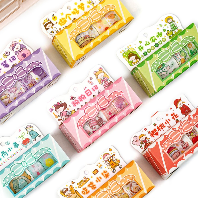 Cuộn Băng Dính Washi Hình Cô Gái Vui Nhộn Trang Trí Sổ Lưu Niệm