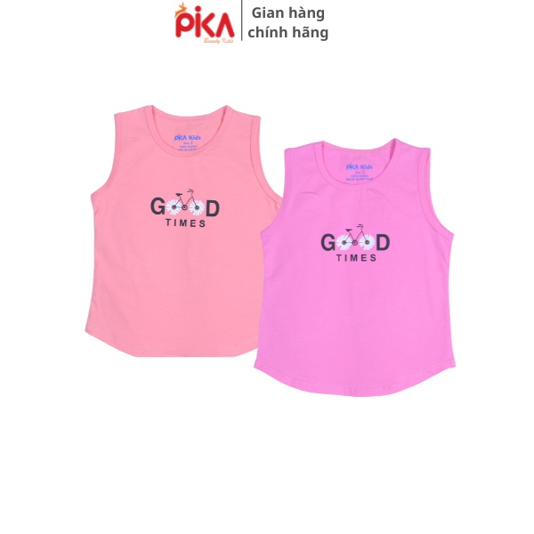 Áo thun ba lỗ cho bé gái -Pika  kids in hoa chất liệu cotton -Quần áo trẻ em từ 10-25kg