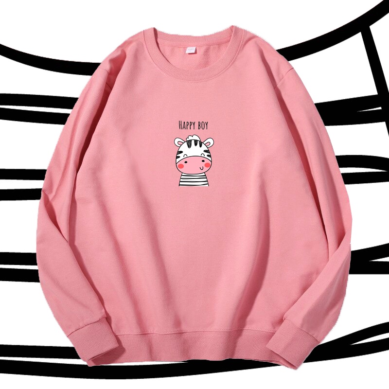 Áo Sweater Nữ Dáng Rộng Họa Tiết Ngựa Vằn Hoạt Hình