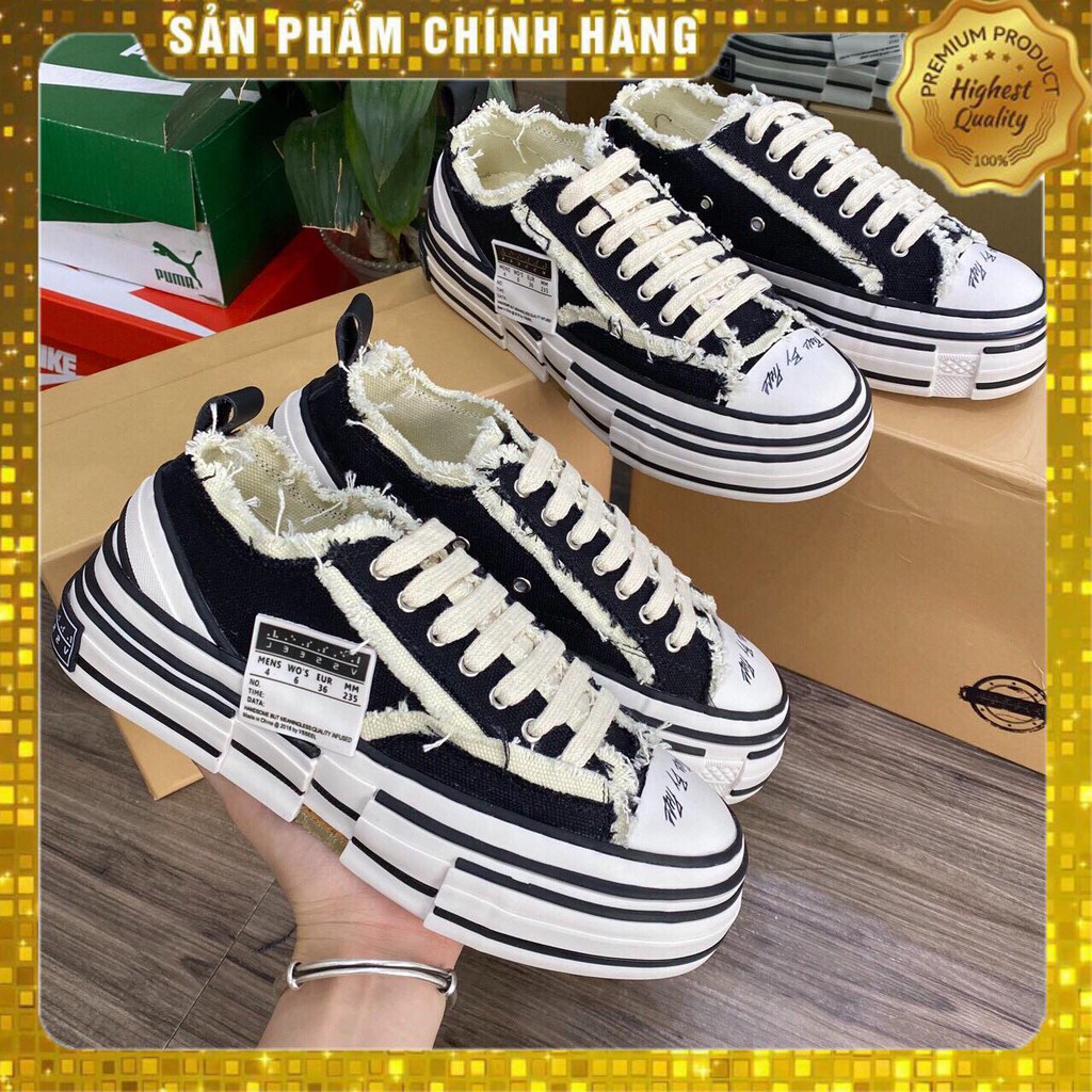 [Freeship-1.1 trung] Giày sneaker xVESSEL đế trắng style rách cao 3,5-4cm 1.1 đế gỗ