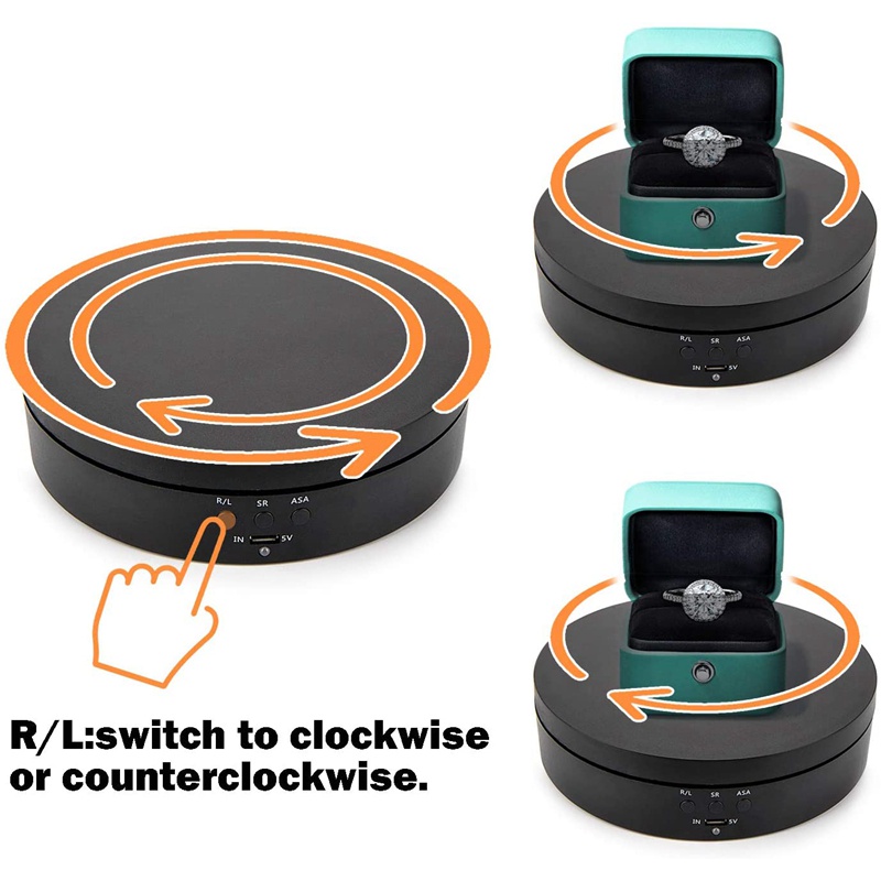 Giá Đỡ Trưng Bày Trang Sức Xoay 360 Độ Màu Đen Có Thể Sạc Lại