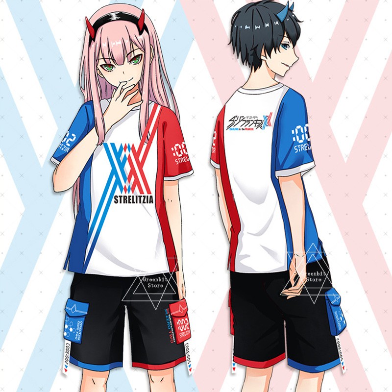 Áo Thun Ngắn Tay In Họa Tiết Hoạt Hình Anime DARLING in the FRANXX ZERO TWO Strelizia 02