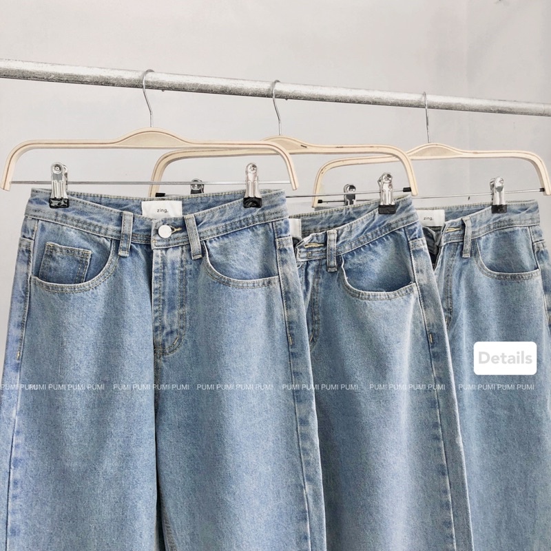 Quần jean nữ màu xanh nhạt form suông có size SML dễ phối đồ Pumi