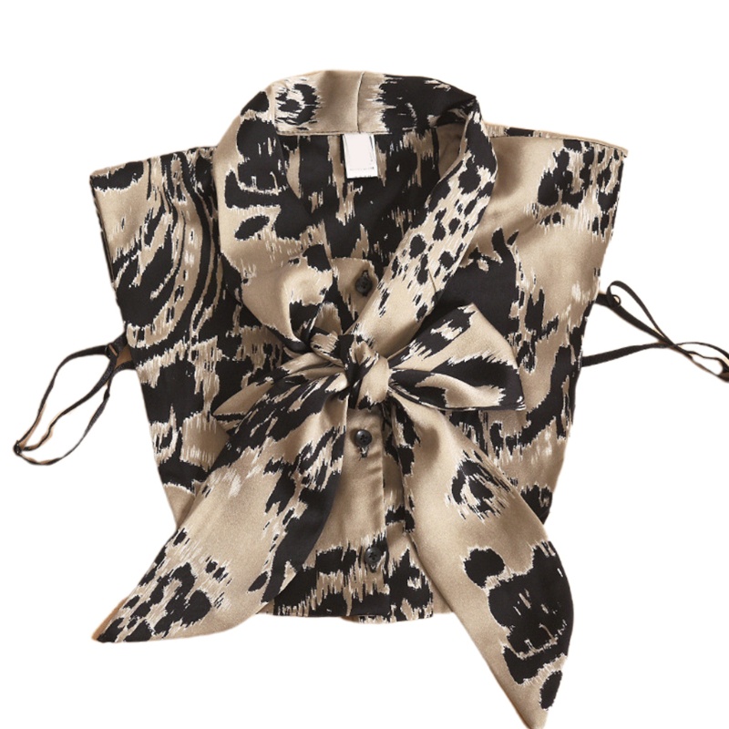 Áo Sơ Mi Cổ Cà Vạt Giả In Họa Tiết Da Báo Kiểu Vintage Thời Trang Công Sở Cho Bạn Gái