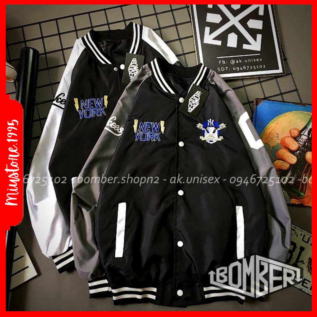 Áo khoác dù logo thêu style bóng chày Unisex dành cho cả nam và nữ MAR02 (Miu ft. BomberShop)