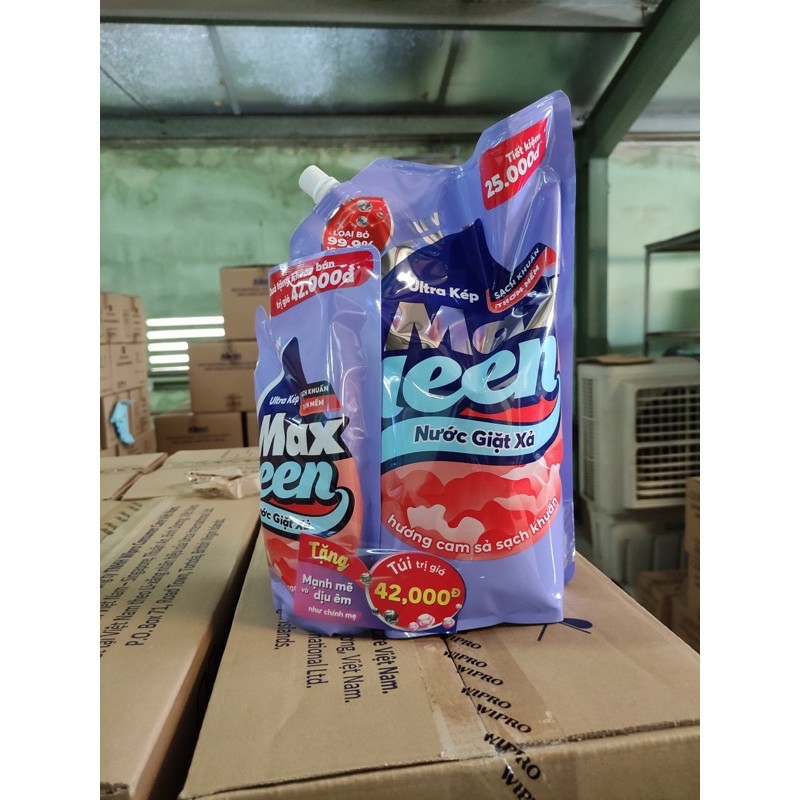 Túi nước giặt xả 5 in 1 Maxkleen 2,4kg + Tặng thêm túi 600ml