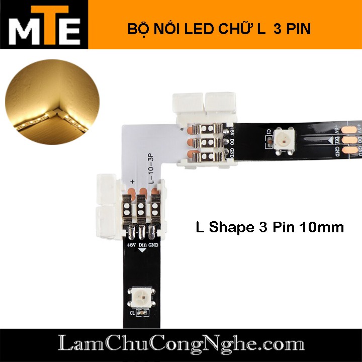 Bộ nối Led CHỮ L loại 10mm 2PIN, 3PIN, 4PIN – Sử dụng cho dây led
