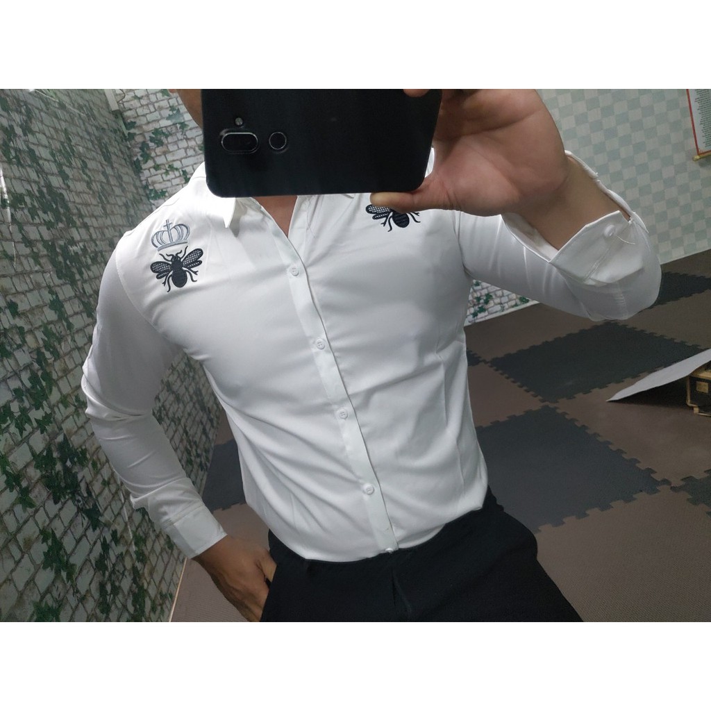 Áo sơ mi nam họa tiết thêu