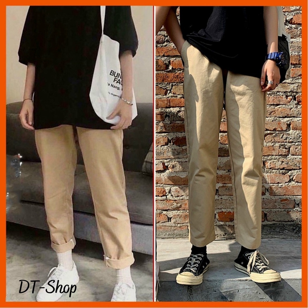 Quần Baggy Chất Kaki Trơn Nam Nữ Ống Suông Unisex co giãn trẻ trung năng động