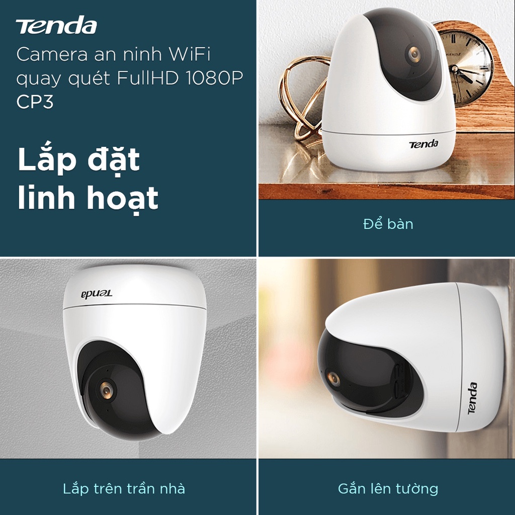 Camera IP WIFI Tenda CP3 1080 FULL HD xoay 360- hàng chính hãng