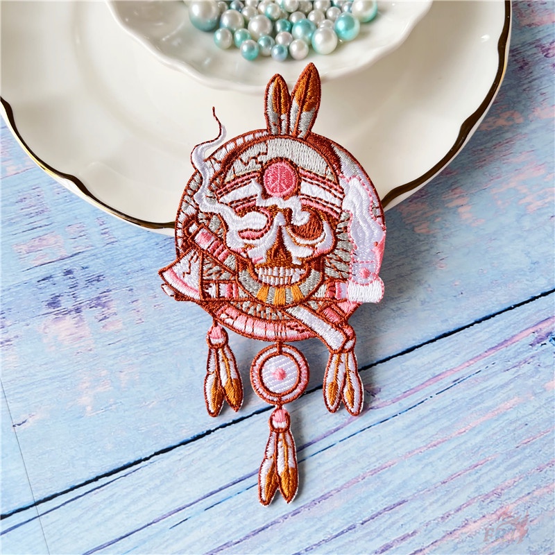 ☸ Sticker Ủi Thêu Hình Đầu Lâu Phong Cách Punk ☸ 1 Sticker Ủi Thêu Hình Huy Hiệu