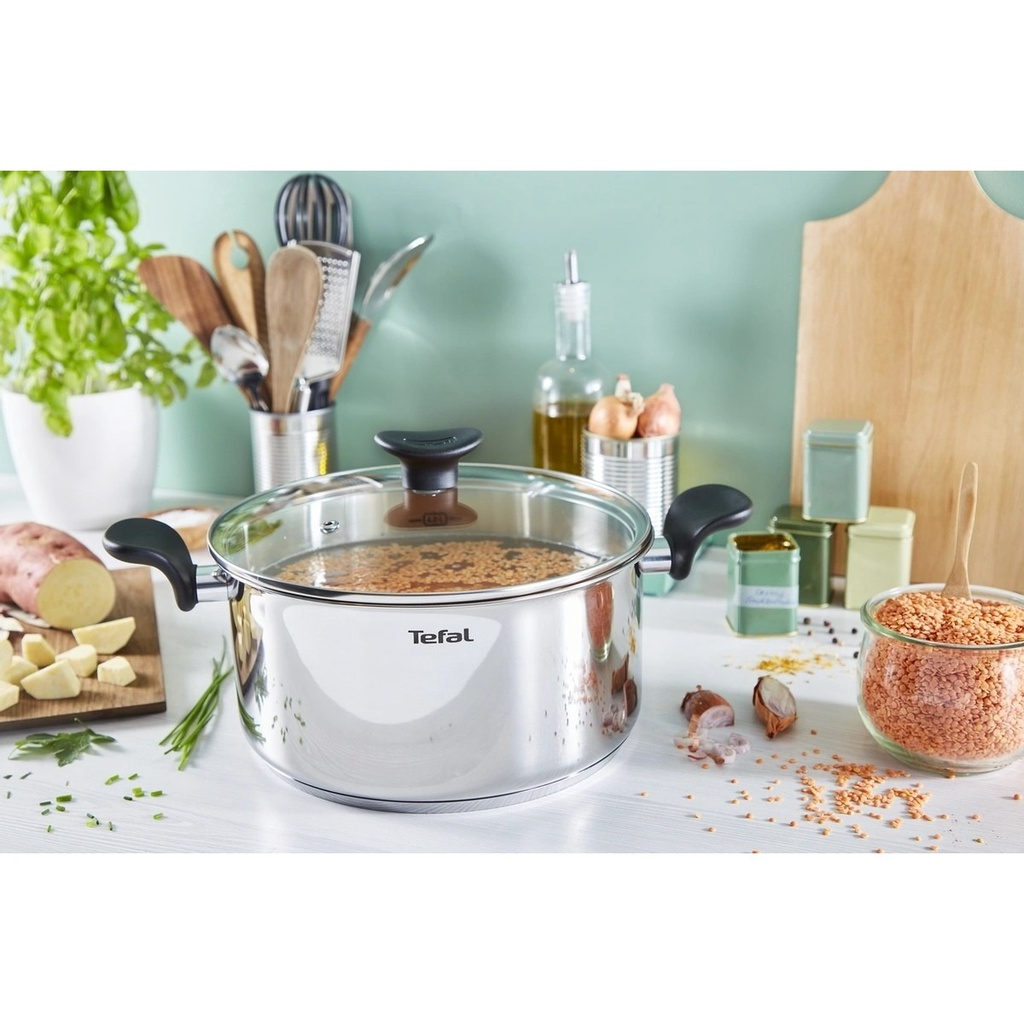 Bộ nồi inox đế từ quánh 16cm 1.5L &amp; nồi 18cm 2.2L &amp; nồi 20cm 3L Tefal Primary 16/18/20cm E308S674 - Hàng chính hãng