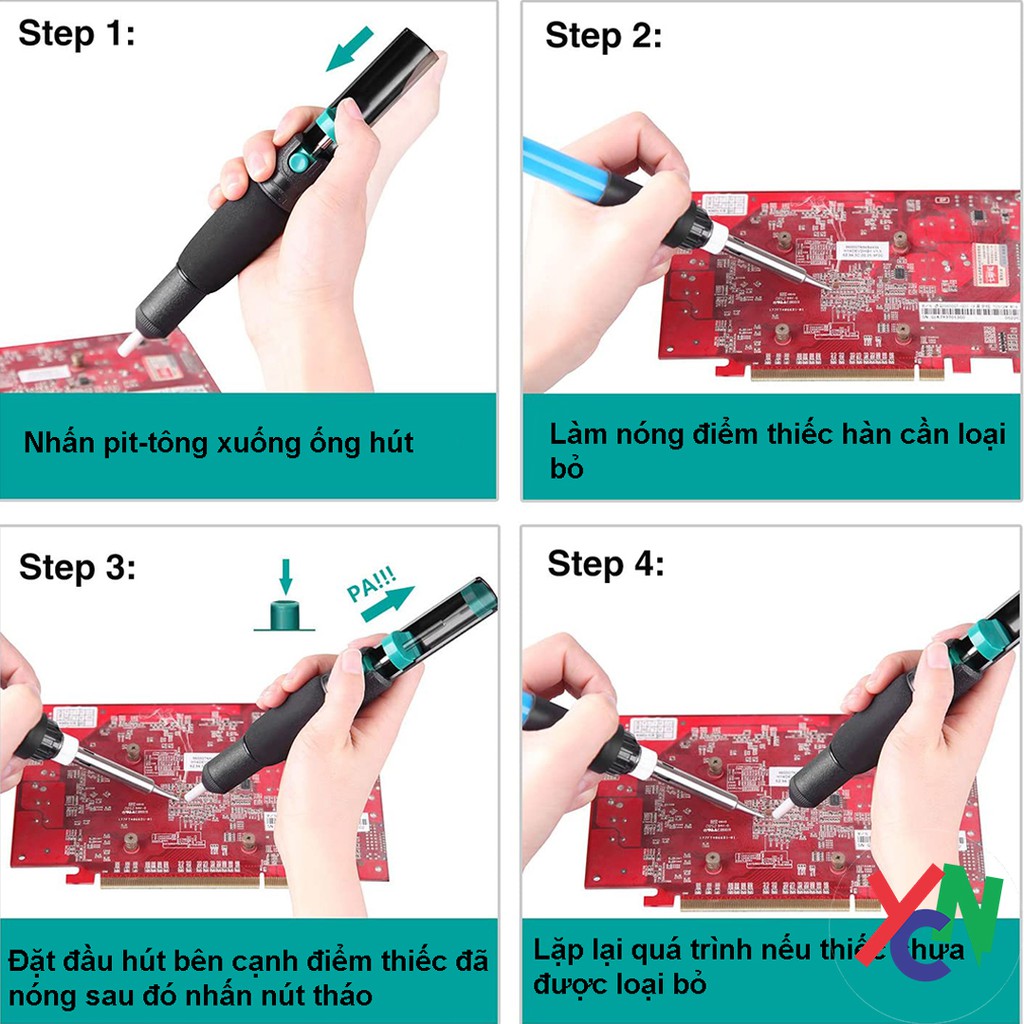 Súng hút thiếc, dụng cụ hút thiếc hàn cầm tay Desoldering 366-D