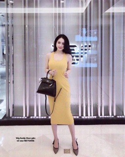 Váy body thun gân xẻ sau (ND)