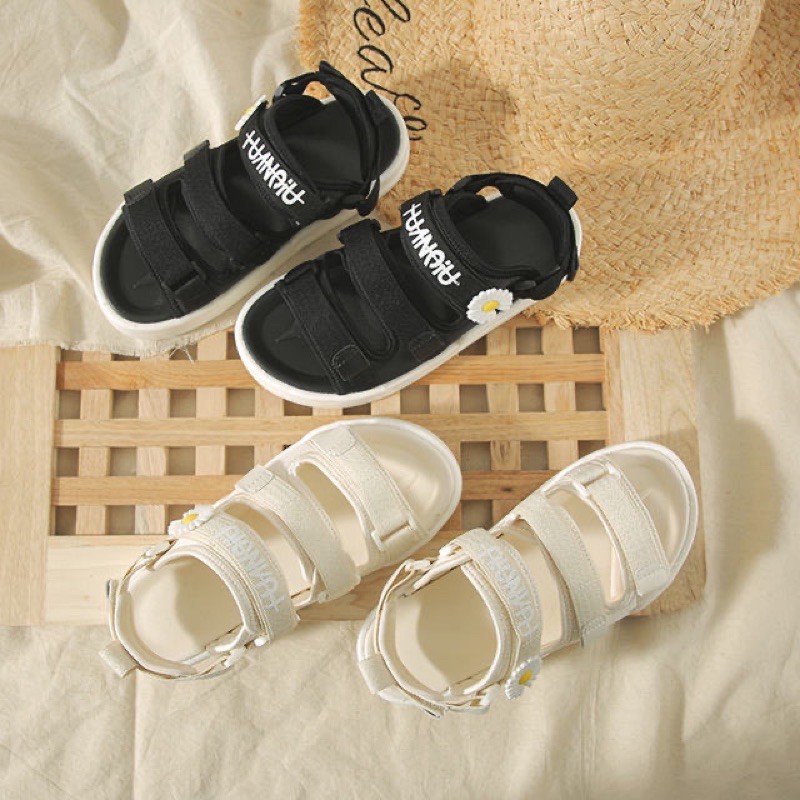 Giày Sandal Nữ Học Sinh Cúc 1 Bông 2 màu Siêu Hot