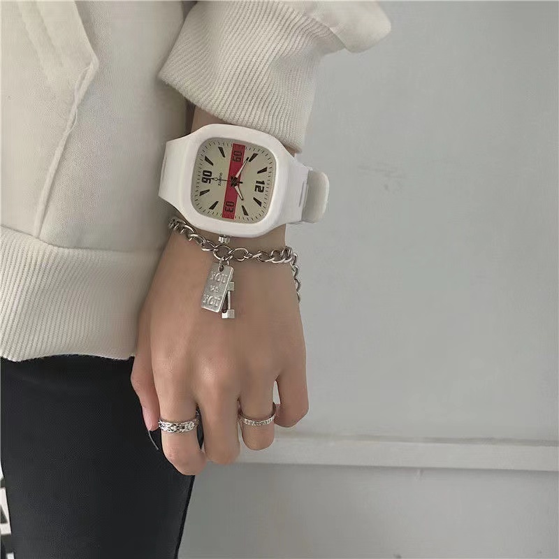 Đồng Hồ Đeo Tay Mặt Vuông Màu Sắc Thanh Lịch Dành Cho Nam Và Nữ