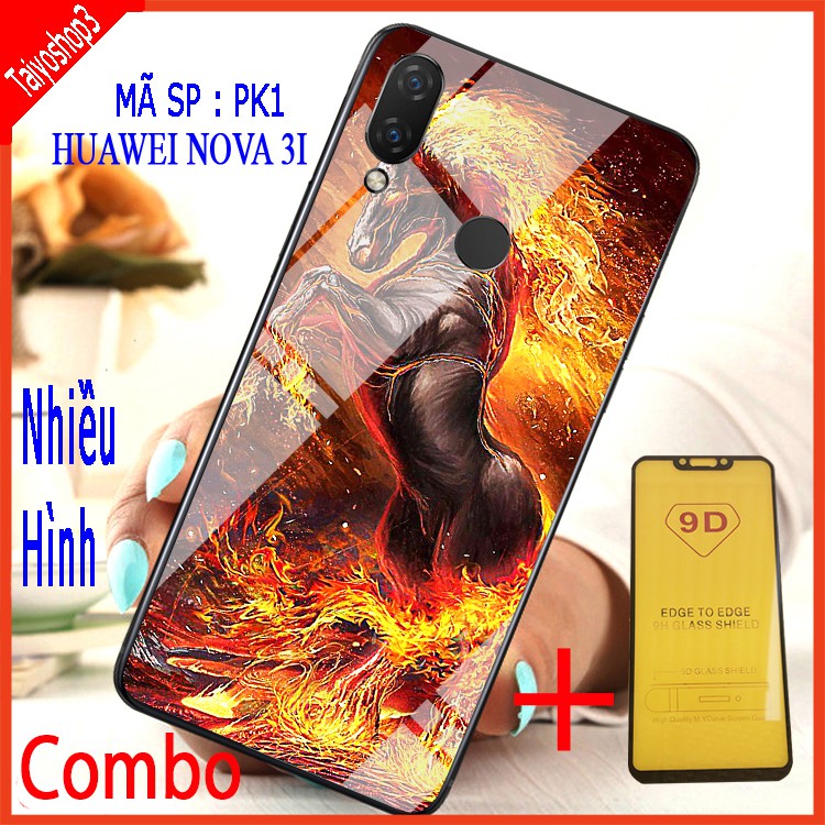 COMBO ỐP LƯNG HUAWEI NOVA 3I (ốp lưng kính 3D sang trọng + tặng kính cường lực 9D full màn hình)