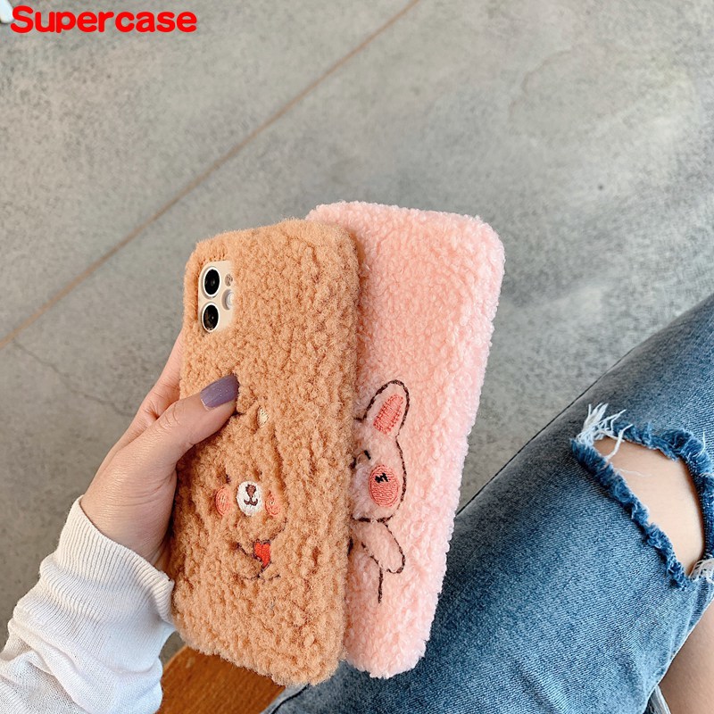 Soft Cover For OPPO Reno 3 4G ACE 2Z 2F Z 2 5G 10X Zoom R17 Pro R15 R9s F3 F1 Plus F11 F5 F1s Cartoons Phone Case Cute Warm Plush Bunny Bear Lovely Back Cover
