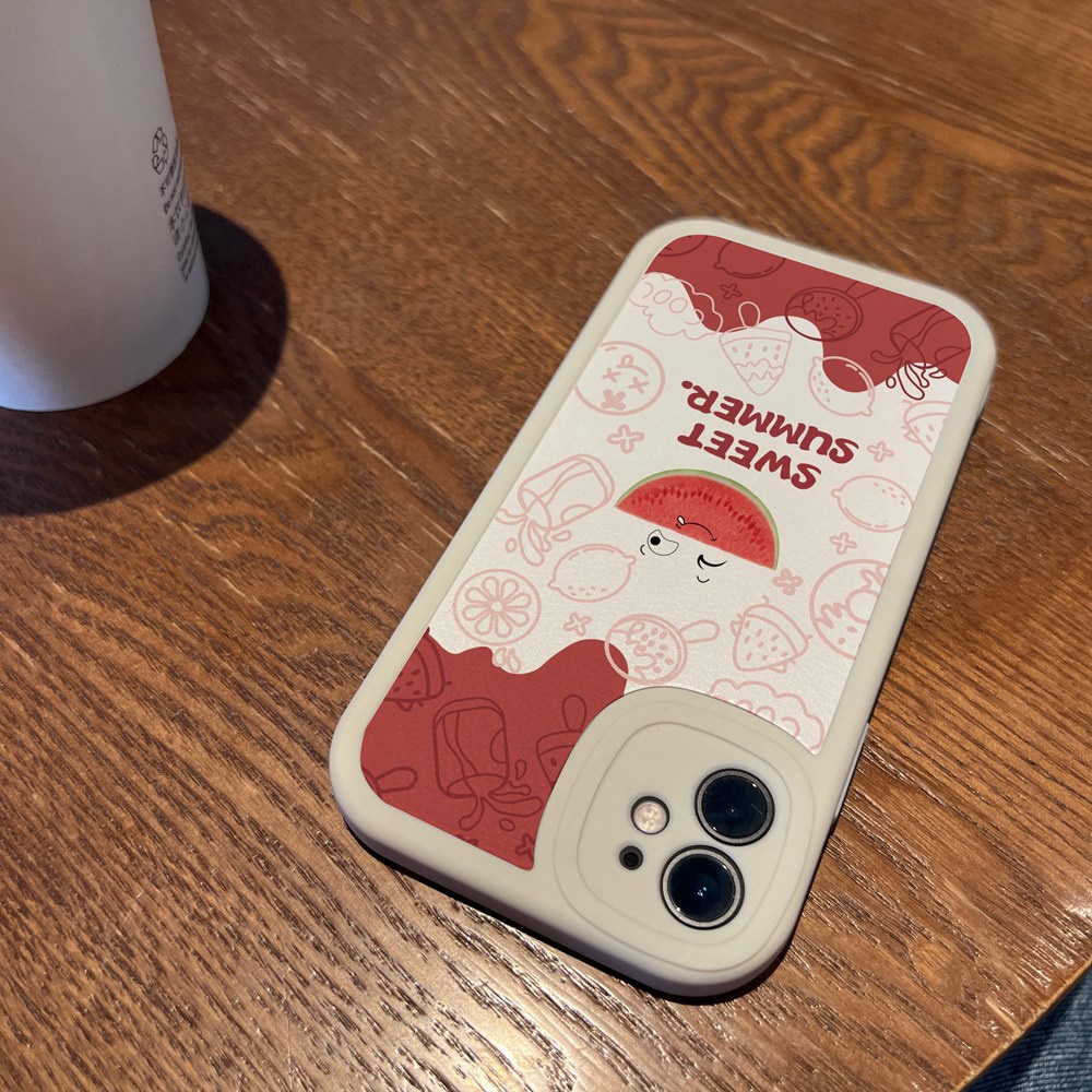 Ốp Điện Thoại Da + TPU Họa Tiết Dưa Hấu Mặt Cười Chống Sốc Cho iPhone 11 12 13 Pro Max XS X XR XS Max 7 8 6 6s Plus SE 2020 2022