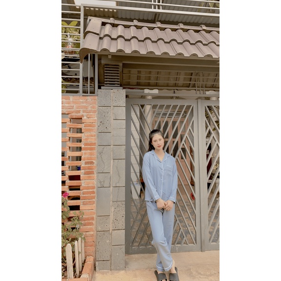 Đồ Bộ Nữ Tay Dài Mặc Nhà Pijama Chất Phi Lụa Không Nhăn Siêu Mịn - Ngọc Hân Fashion  - ĐĂNG QUANG FASHION