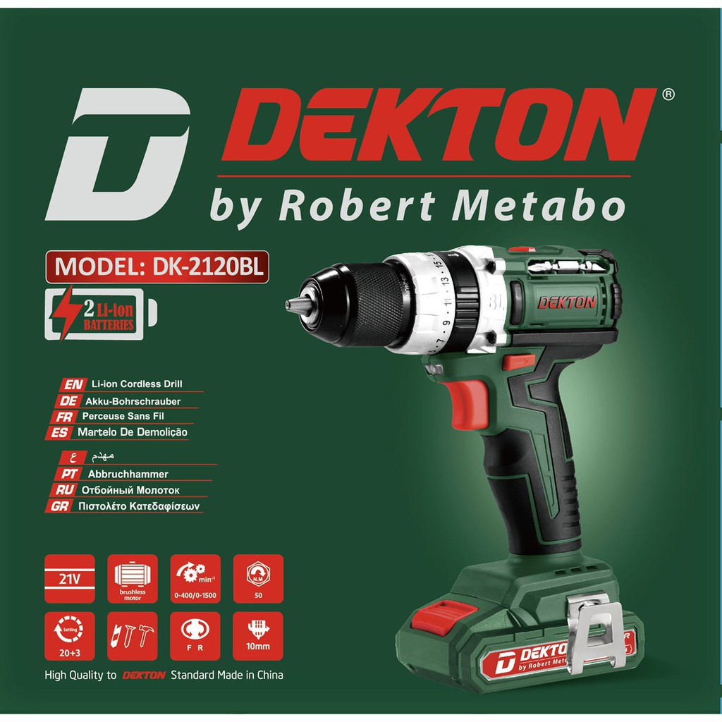 Máy Khoan Pin Dekton M21 ID10BL - 3 Chức Năng/Đầu Cặp 10MM AutoClock Motor Brushless