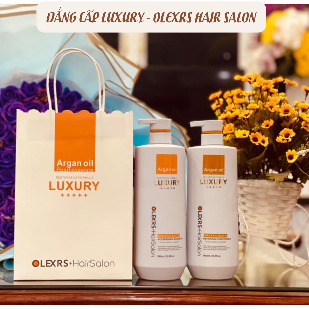Dầu gội cặp XuDa dầu gội dầu xả Olexrs Luxury phục hồi tóc khô xơ hư tổn giảm rụng và kích mọc tóc