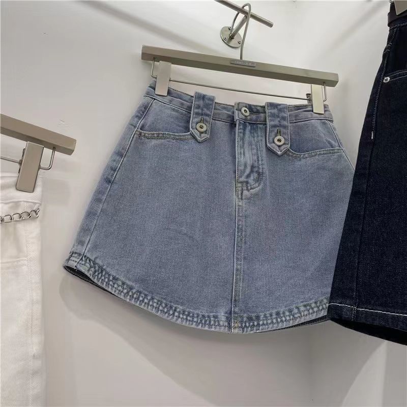 Jiashucheng Chân Váy Jean Chữ a Lưng Cao Thời Trang Cho Nữ