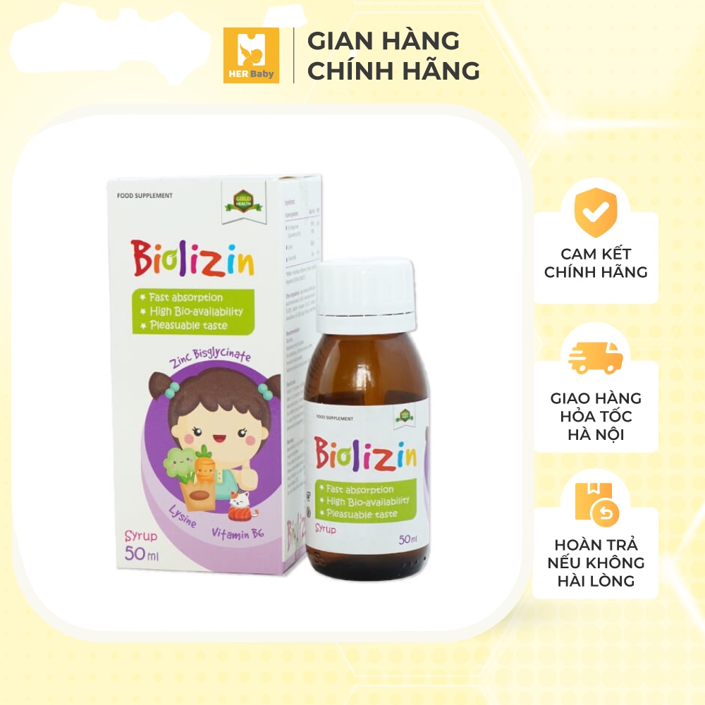 Kẽm hữu cơ Biolizin bổ sung kẽm danh cho trẻ biếng ăn, tăng sức đề kháng cho bé ăn ngon miệng - Herbaby