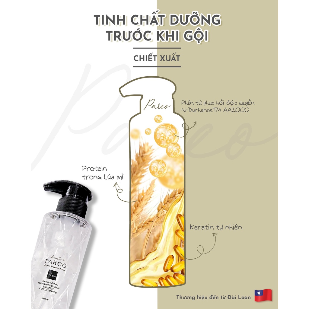 COMBO 2 chai Tinh chất dưỡng trước khi gội Parco - bảo vệ tóc toàn diện, giảm gãy rụng trong khi gội, phục hồi tóc Parco