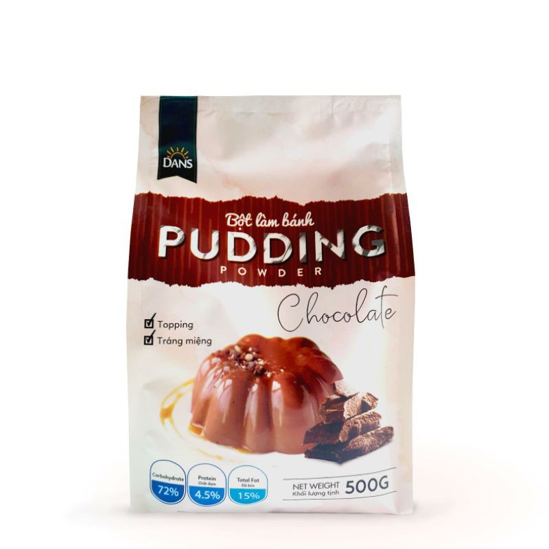 Pudding (bột làm bánh plan) trứng/chocolate/khoai môn hiệu Dans 500gr