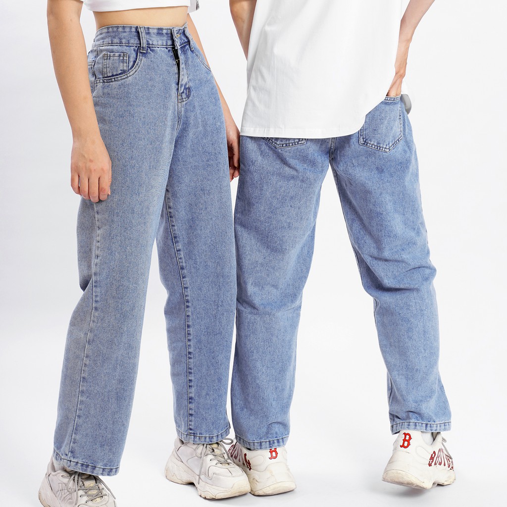 Quần Jean Suông Unisex N7 Basic nam nữ ống rộng oversize thời trang Ulzzang