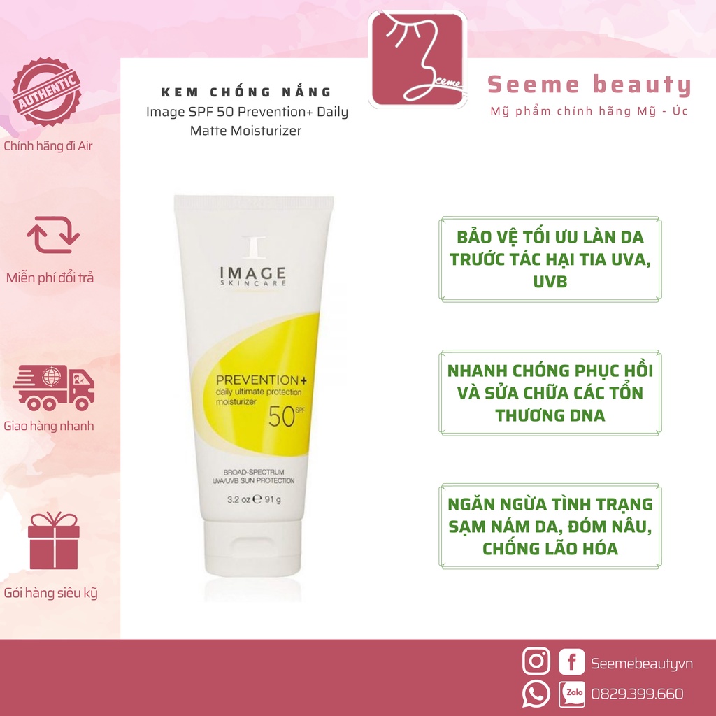 [Image Chính Hãng] Kem chống nắng Image Prevention+ Daily Matte Moisturizer SPF32 / SPF50 SeeMe Beauty BC-007