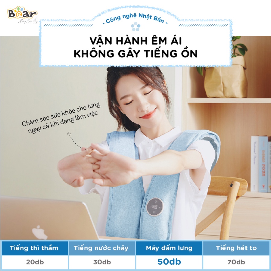 Máy masage Bear Model: MA-B01V1 Chườm nóng vùng đau nhức cổ, đau lưng, vai gáy cho bạn và gia đình