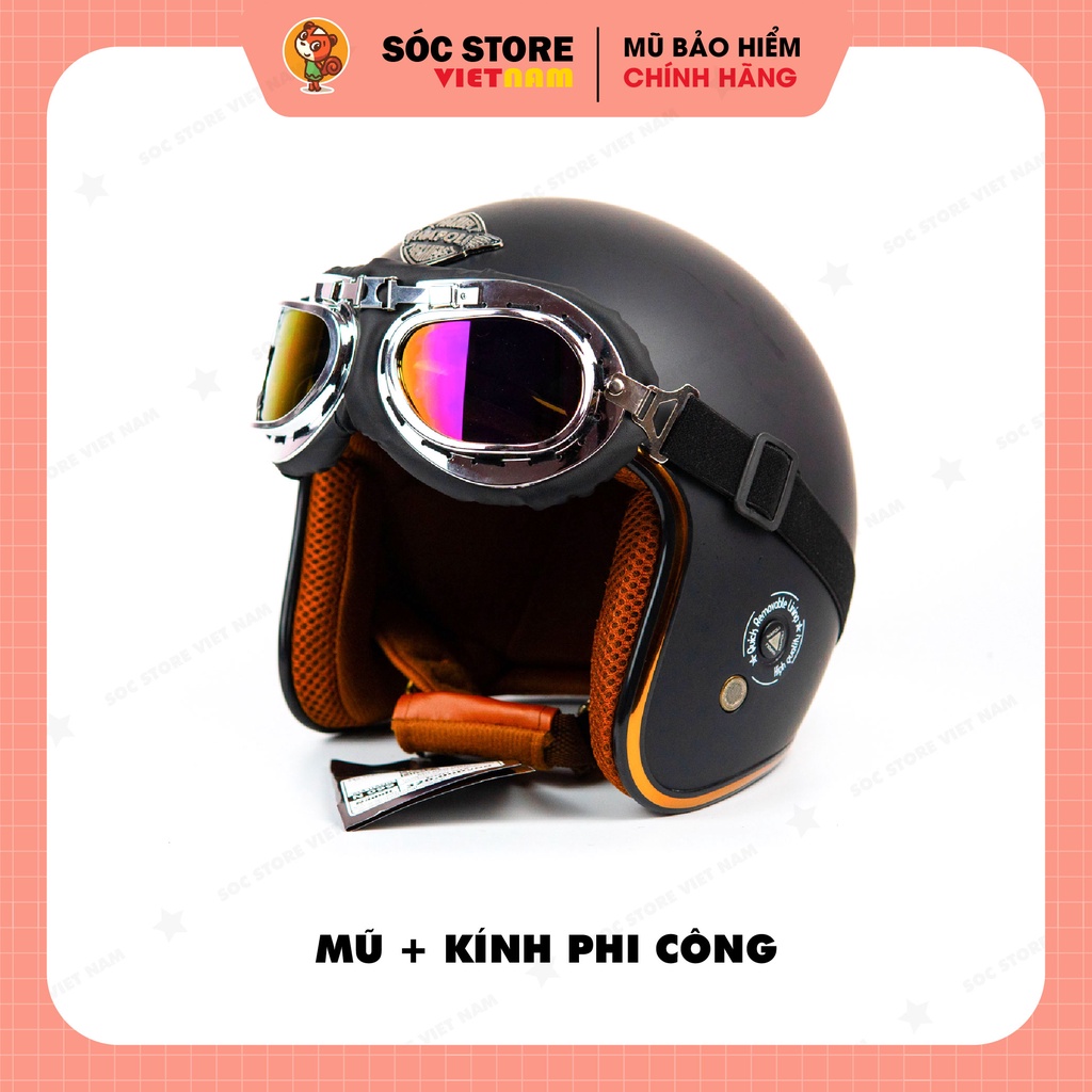 Mũ bảo hiểm 3 phần 4 NAPOLI chính hãng màu ĐEN, nón bảo hiểm 3 phần 4 nam nữ Sóc Store freesize