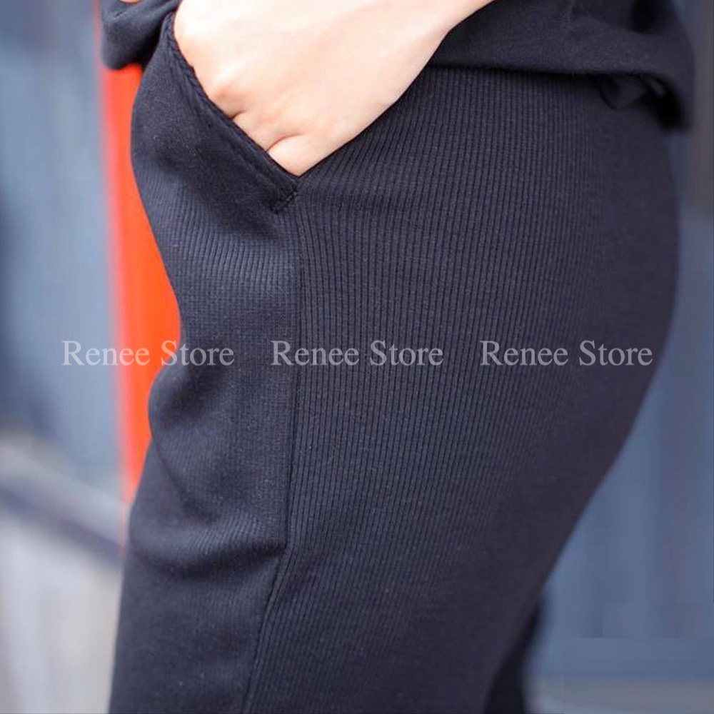 Quần Jogger RENEE Cao Cấp - Quần Jogger Nữ Len Tăm Bo Gấu Thể Thao Cá Tính Chất Co Giãn - D02