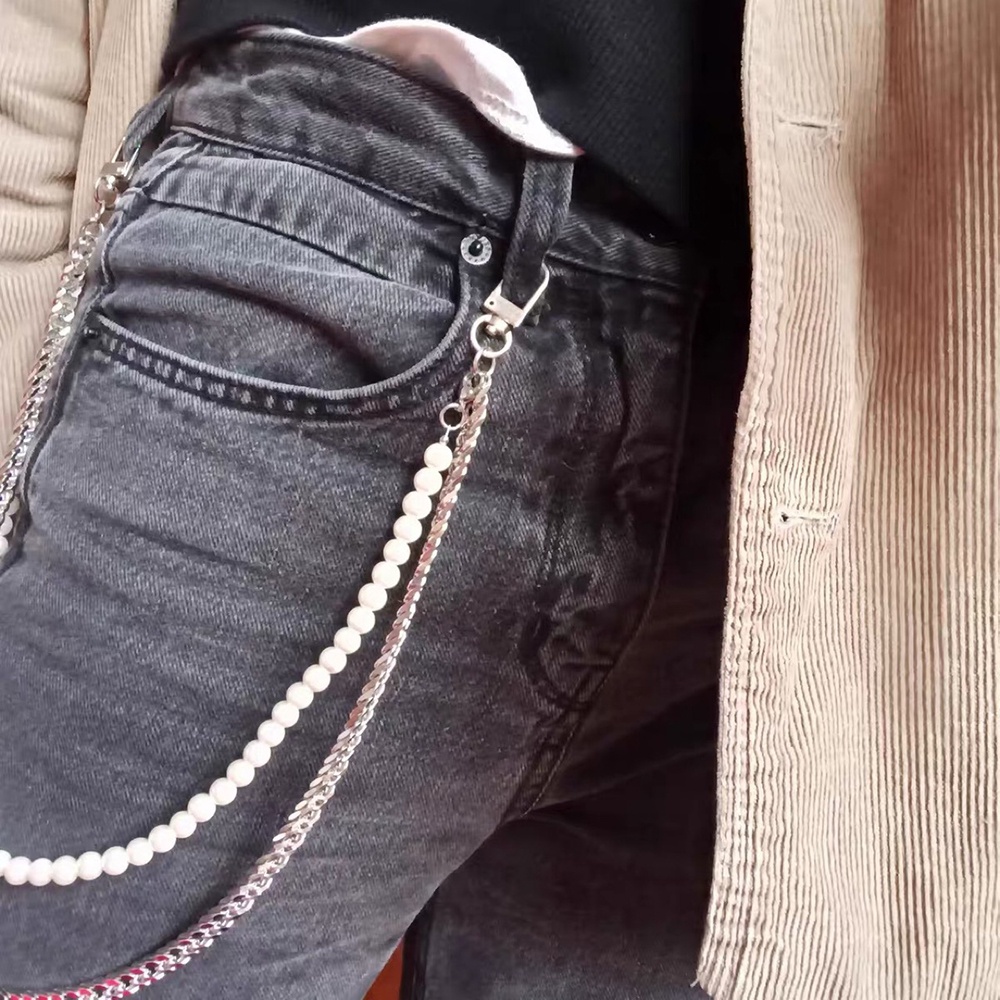 Vòng cổ Đeo Hông Đính Ngọc Trai Phong Cách Hip Hop Hàn Quốc Mới Cho Nam Và Nữ