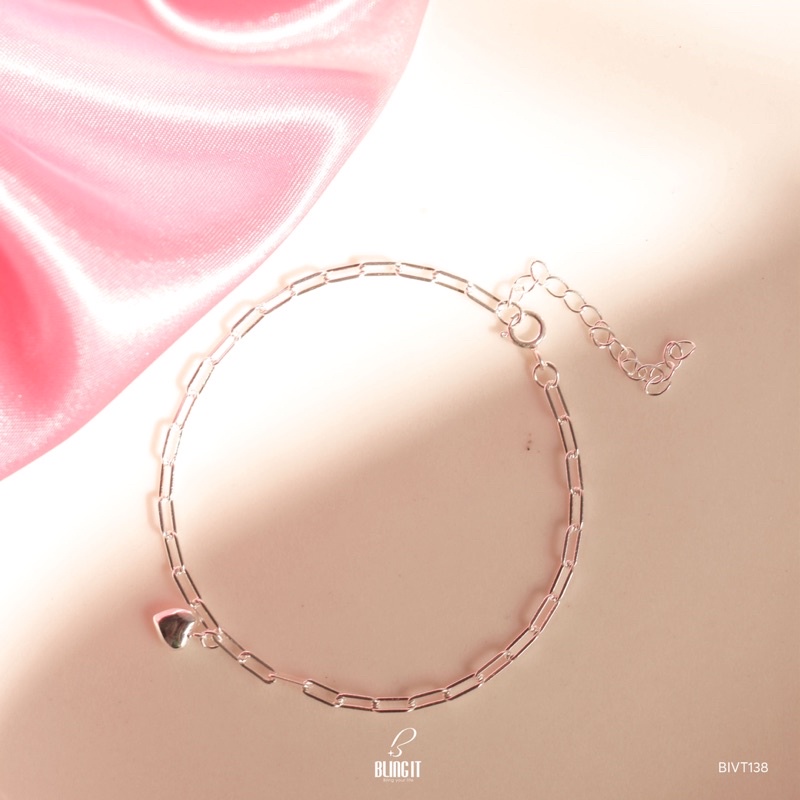 Lắc Tay Bạc Nữ 925 BLING IT Trái Tim Đơn Giản Nữ Tính Tiểu Thư, Quà Tặng Valentine 14/2, Quà 8/3 Ý Nghĩa - BIVT138