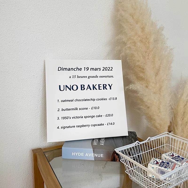 Khung tranh UNO BAKERY, hoa tulip phụ kiện chụp ảnh, trang trí treo tường để bàn