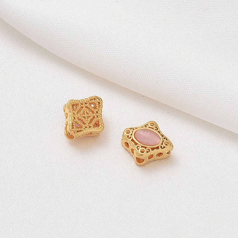 Vòng Tay Dây Thừng Xỏ Hạt Đá Mặt Trăng Bằng Đồng Mạ Vàng Kim Tự Làm Thủ Công diy