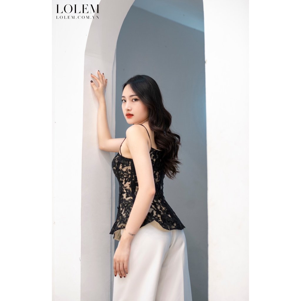 Áo 2 dây LOLEM AK1260 form peplum vải ren thoáng mát