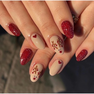 Nailbox tuần lộc đỏ lấp lánh