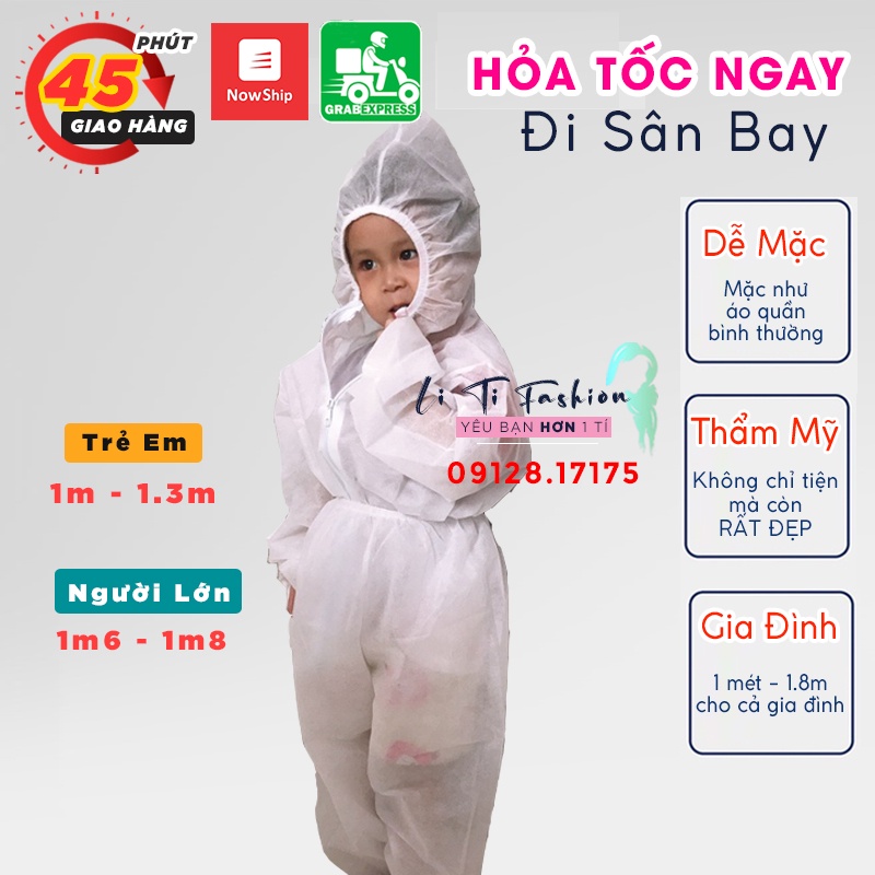 Đồ Bảo Hộ Y Tế   Áo quần chống dịch  - Đồ bảo hộ Y Tế phòng dịch size từ 1m - 1m8 (BỘ RỜI) tiện lợi khi đi máy bay