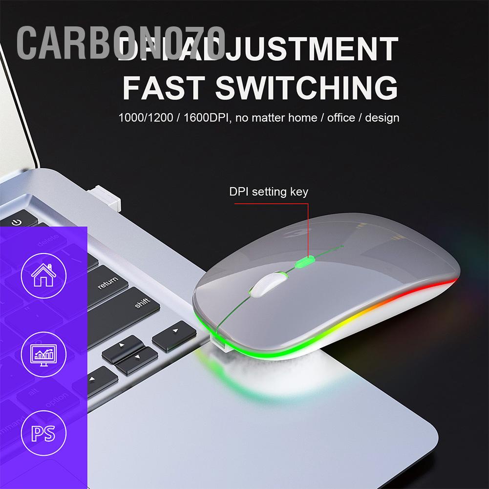 Carbon070 HXSJ Wireless Mouse Rechargeable for Windows/XP/Vista/Me 2.4G Colorful Light Office Supply M40