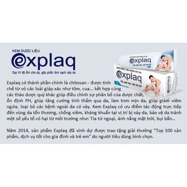 EXPLAQ - Kem Bôi Thảo Dược Hỗ trợ Vảy Nến, Á Sừng, Eczema, Dưỡng Da, Sạch Tế Bào Chết, Vảy Da (Tuýp 35g) [Chính Hãng]