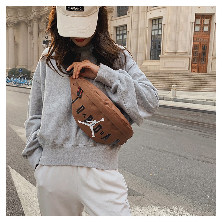 Jordan Túi Vải Đeo Chéo Nam Nữ, Túi Bao Tử Unisex Thời Trang Ngực Phản Quang Đi Học Đi Chơi