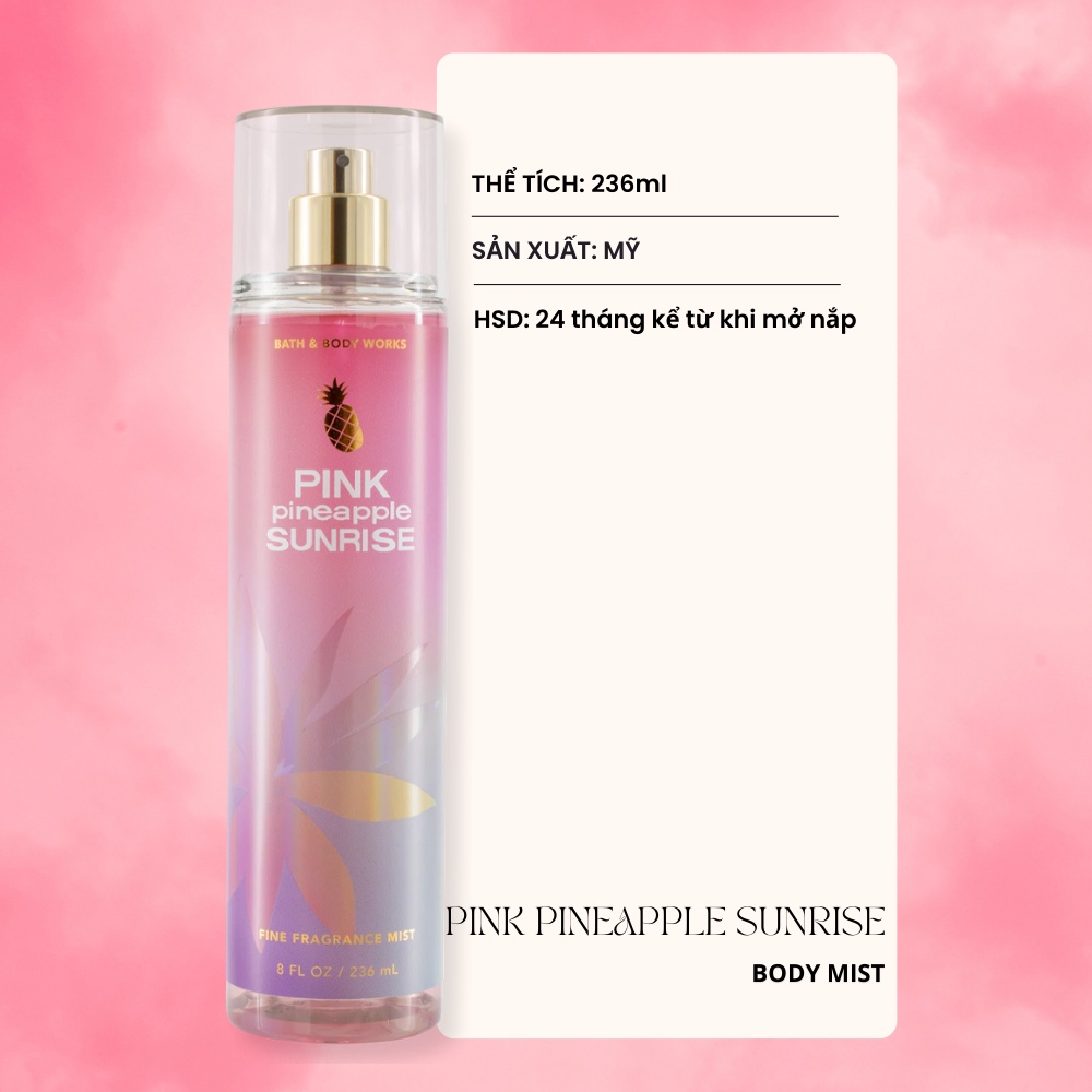 Xịt Thơm Toàn Thân Body Mist Bath&Body Works Pink Sunrise 236ml