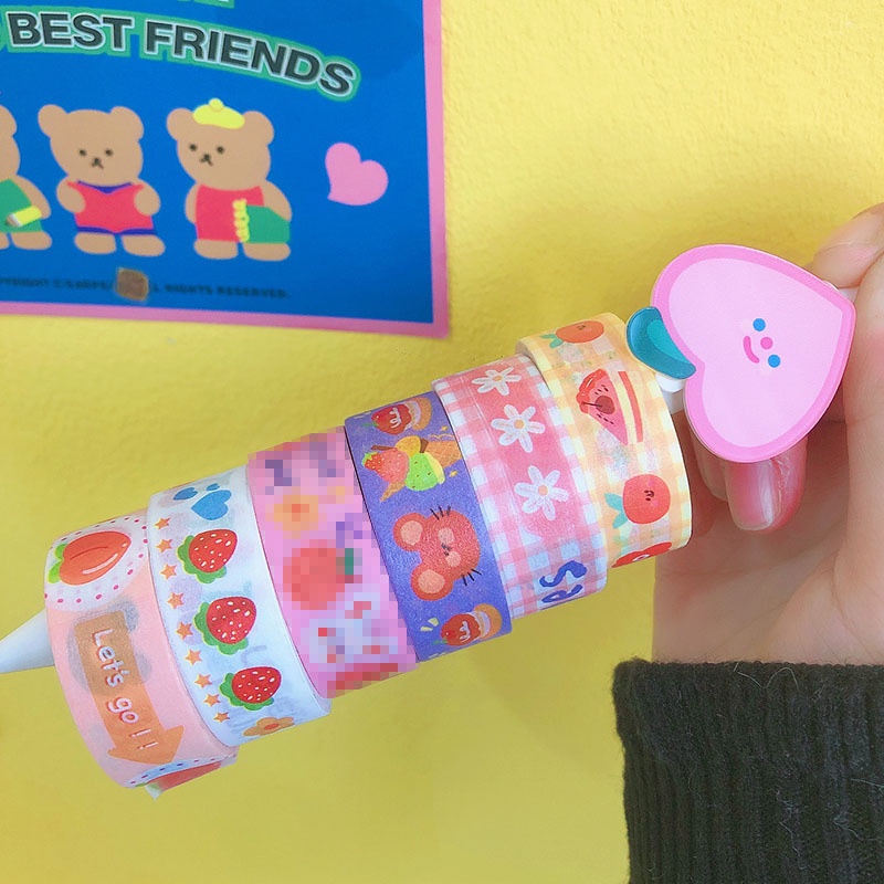 Cuộn washi tape dễ thương 3m phong cách Hàn ins dùng để dán hoặc trang trí