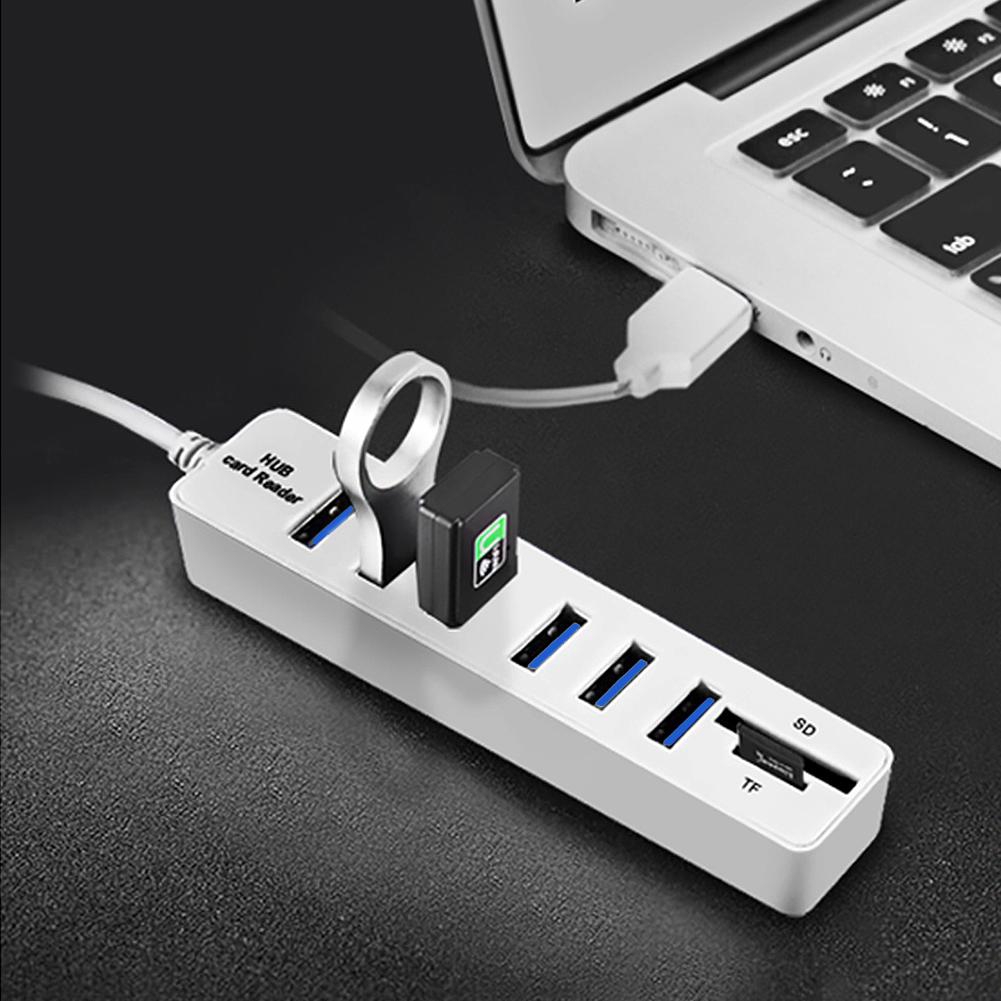 Multi USB Hub USB 2.0 Splitter tốc độ cao 6 cổng Đầu đọc thẻ SD TF Tất cả trong một cho phụ kiện máy tính PC